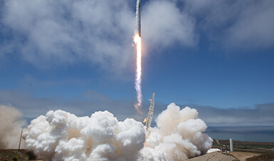A rocket taking off