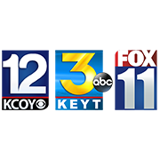 Logos for KCOY, KEYT and Fox 11