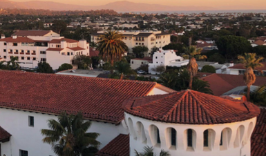 sunset arial view of Santa Barbara