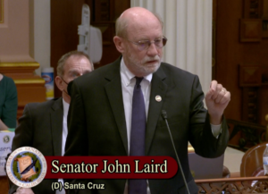 Sen. John Laird on the CA Senate floow