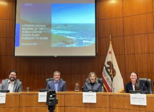 4 state officials sit on the dias at a diablo canyon listening session 