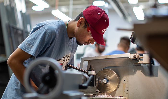 Allan Hancock student works in a machining class