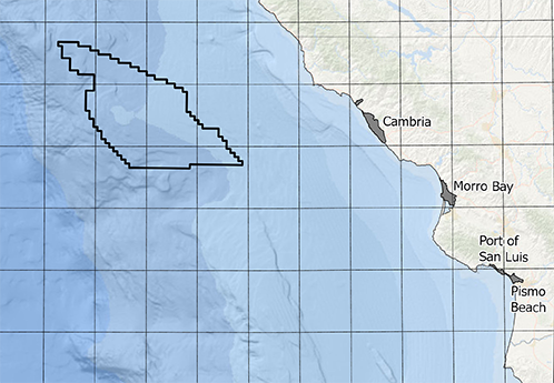 Map showing the Morro Bay wind energy area