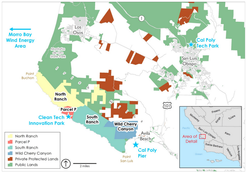 Map show Diablo Canyon parcels and economic development assets