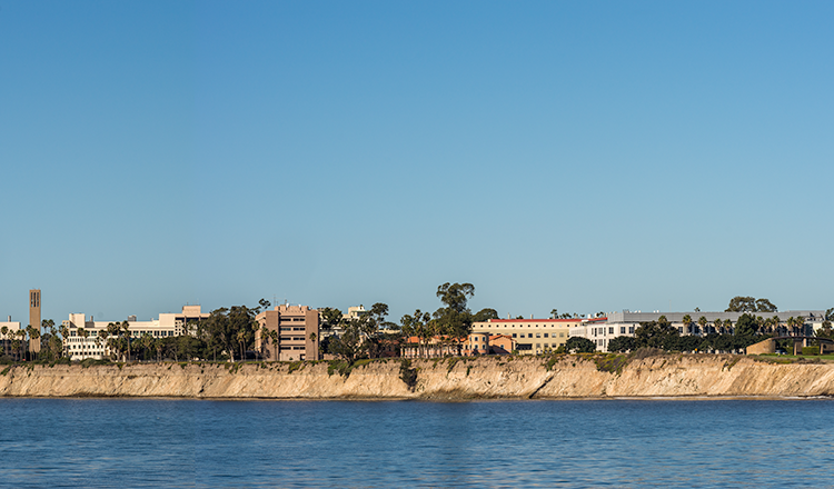 View of UCSB campus from the ocean